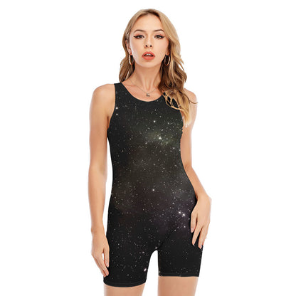 Dark Universe Galaxy Outer Space Print Sleeveless One Piece Swimsuit
