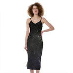 Dark Universe Galaxy Outer Space Print Slim Fit Midi Cami Dress