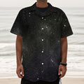 Dark Universe Galaxy Outer Space Print Textured Short Sleeve Shirt