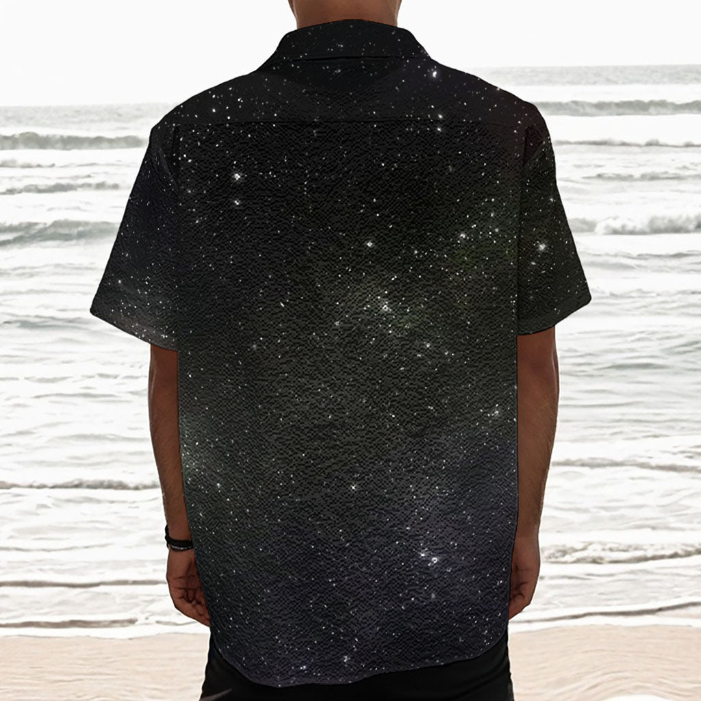 Dark Universe Galaxy Outer Space Print Textured Short Sleeve Shirt