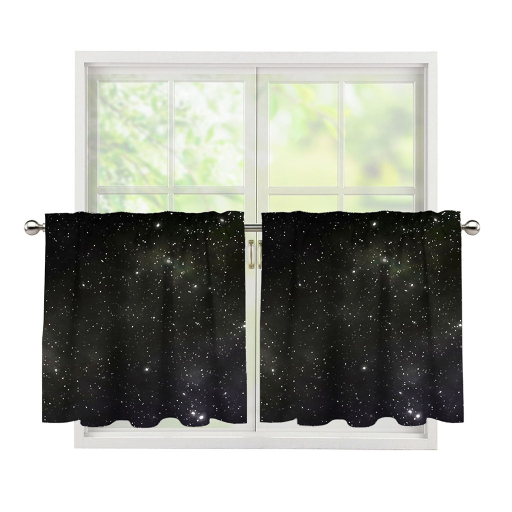 Dark Universe Galaxy Outer Space Print Tier Curtains