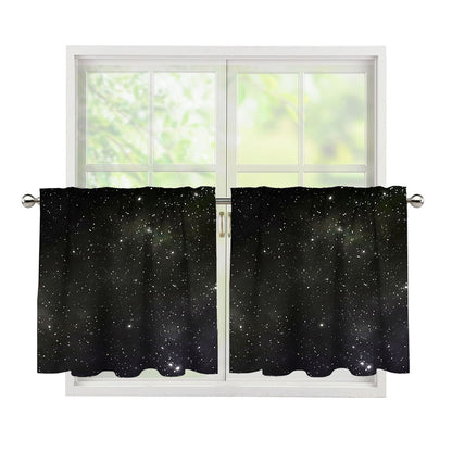 Dark Universe Galaxy Outer Space Print Tier Curtains