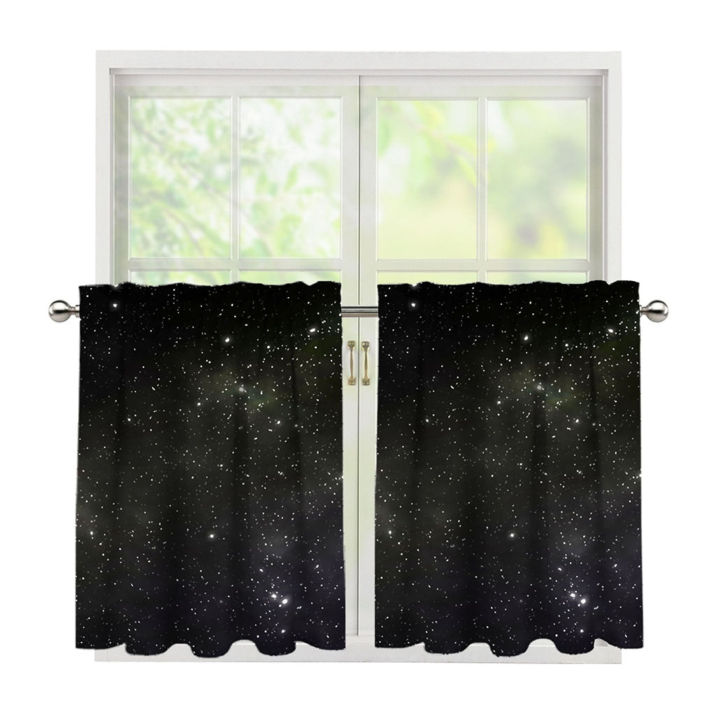 Dark Universe Galaxy Outer Space Print Tier Curtains