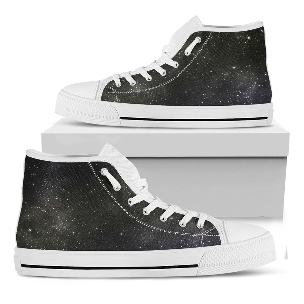 Dark Universe Galaxy Outer Space Print White High Top Sneakers