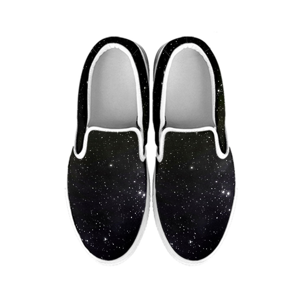 Dark Universe Galaxy Outer Space Print White Slip On Sneakers