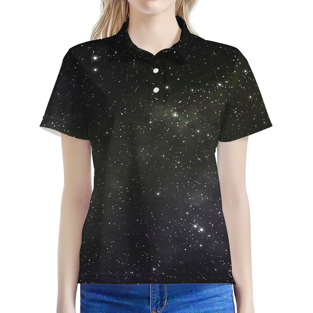 Dark Universe Galaxy Outer Space Print Women's Polo Shirt