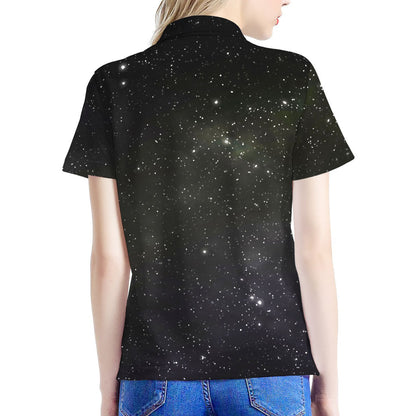 Dark Universe Galaxy Outer Space Print Women's Polo Shirt
