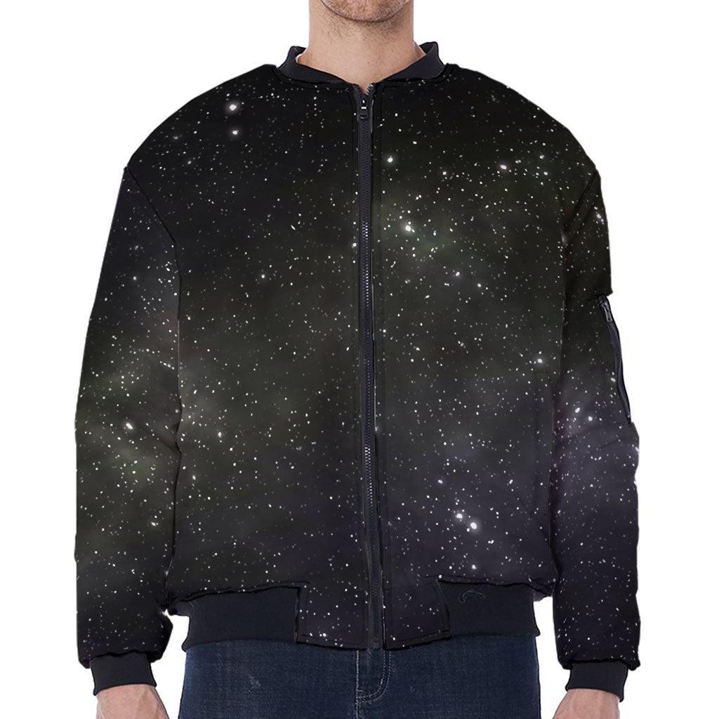 Dark Universe Galaxy Outer Space Print Zip Sleeve Bomber Jacket