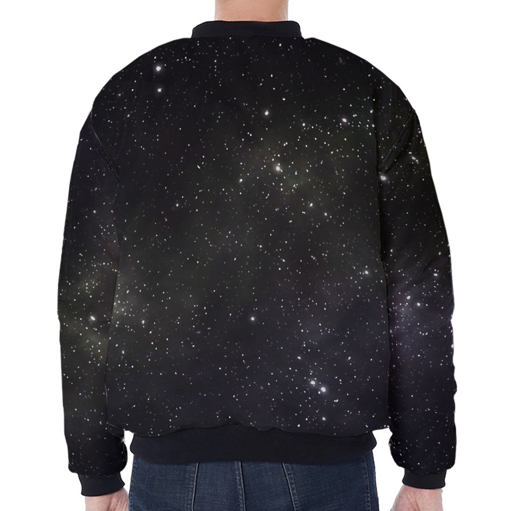 Dark Universe Galaxy Outer Space Print Zip Sleeve Bomber Jacket