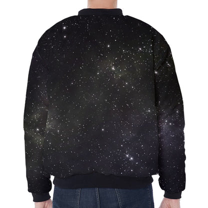 Dark Universe Galaxy Outer Space Print Zip Sleeve Bomber Jacket