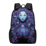 Dark Virgo Zodiac Sign Print 17 Inch Backpack