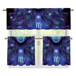 Dark Virgo Zodiac Sign Print 3 Piece Kitchen Curtains