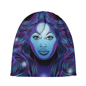 Dark Virgo Zodiac Sign Print Beanie