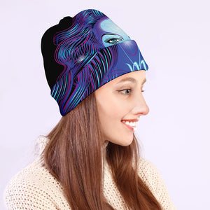 Dark Virgo Zodiac Sign Print Beanie