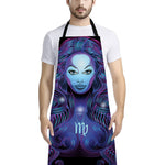 Dark Virgo Zodiac Sign Print Bib Apron With Pocket