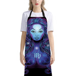 Dark Virgo Zodiac Sign Print Bib Apron With Pocket