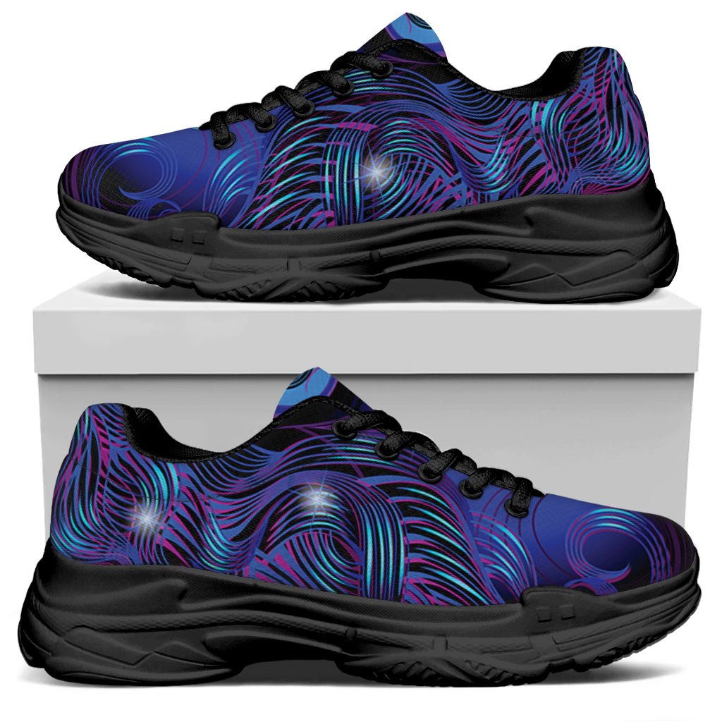 Dark Virgo Zodiac Sign Print Black Chunky Shoes