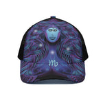 Dark Virgo Zodiac Sign Print Black Mesh Trucker Cap