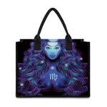 Dark Virgo Zodiac Sign Print Canvas Tote Bag