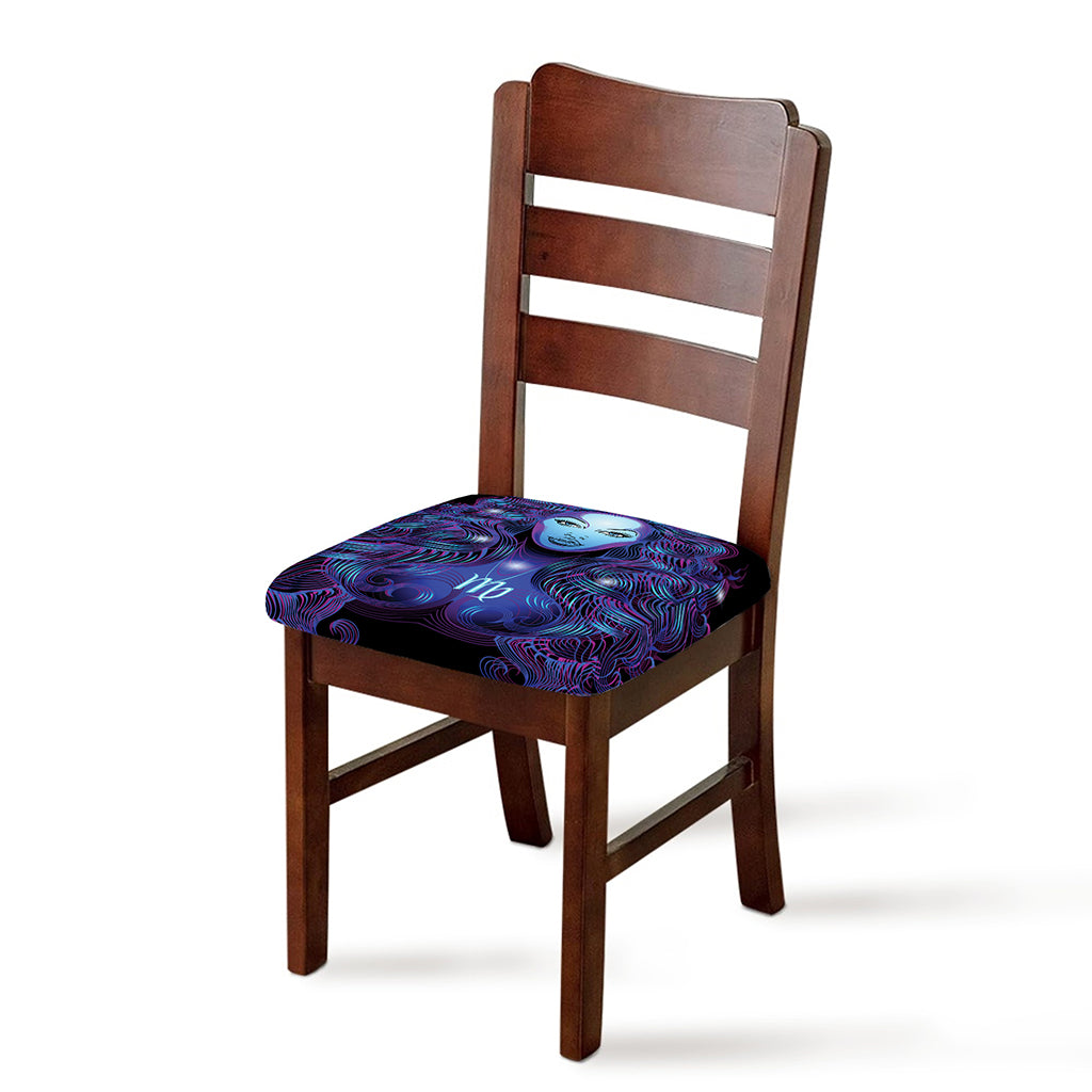 Dark Virgo Zodiac Sign Print Chair Cushion Cover