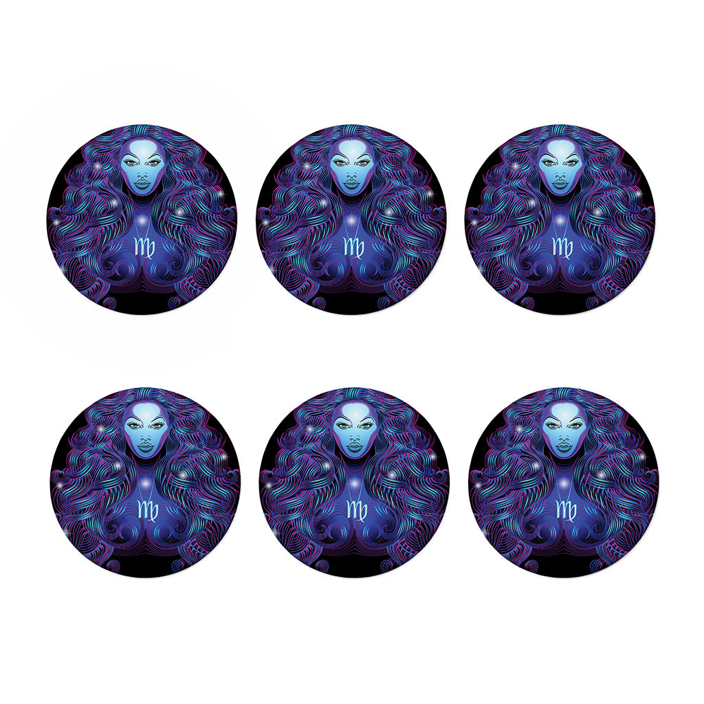 Dark Virgo Zodiac Sign Print Coaster Set