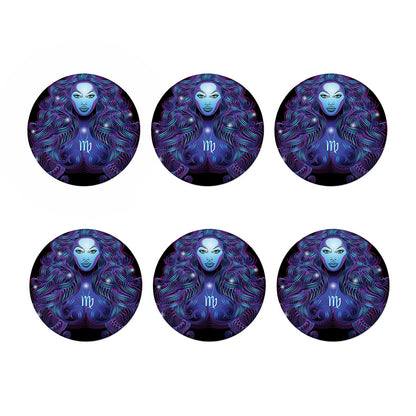 Dark Virgo Zodiac Sign Print Coaster Set