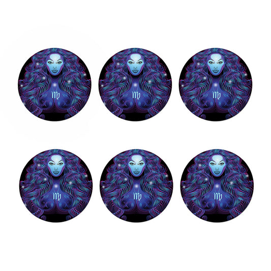 Dark Virgo Zodiac Sign Print Coaster Set