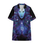 Dark Virgo Zodiac Sign Print Cotton Hawaiian Shirt