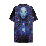 Dark Virgo Zodiac Sign Print Cotton Hawaiian Shirt
