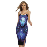 Dark Virgo Zodiac Sign Print Cross Back Cami Dress