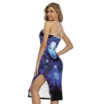 Dark Virgo Zodiac Sign Print Cross Back Cami Dress