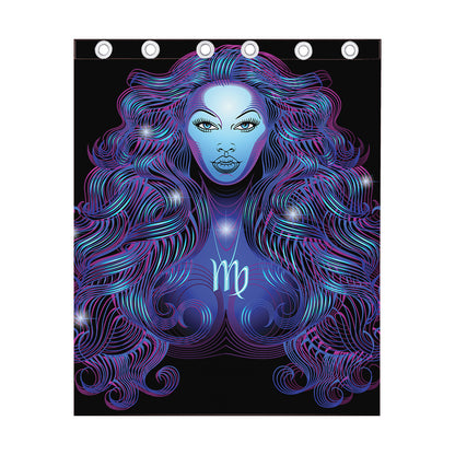 Dark Virgo Zodiac Sign Print Curtain