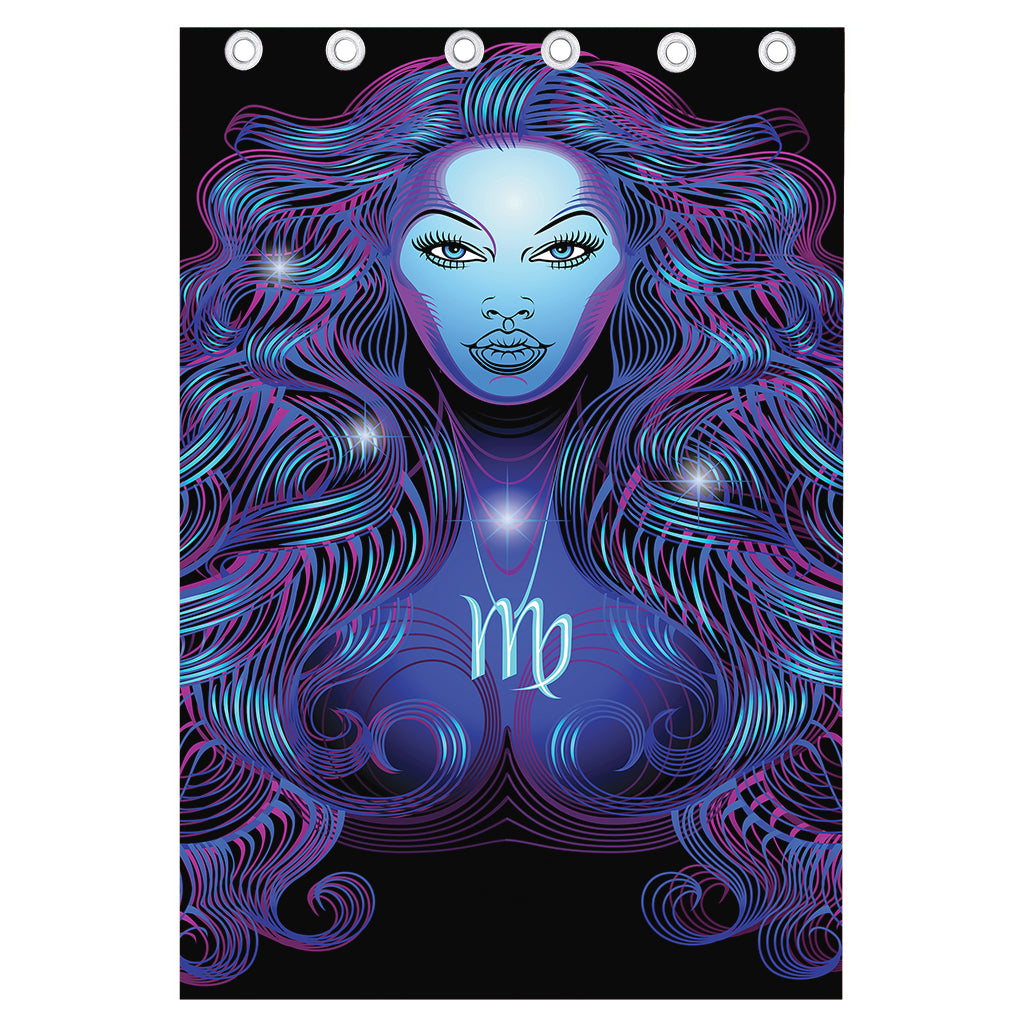 Dark Virgo Zodiac Sign Print Curtain
