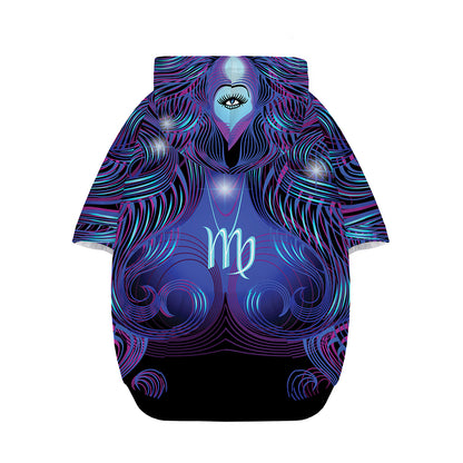 Dark Virgo Zodiac Sign Print Dog Zip Up Hoodie