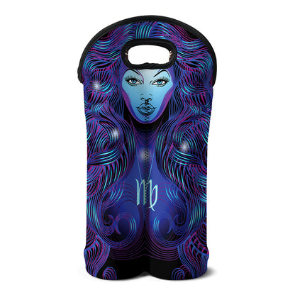 Dark Virgo Zodiac Sign Print Double Neoprene Wine Tote