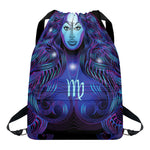 Dark Virgo Zodiac Sign Print Drawstring Backpack