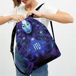 Dark Virgo Zodiac Sign Print Drawstring Backpack
