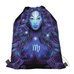 Dark Virgo Zodiac Sign Print Drawstring Bag