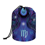 Dark Virgo Zodiac Sign Print Drawstring Makeup Bag