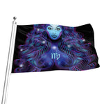 Dark Virgo Zodiac Sign Print Flag
