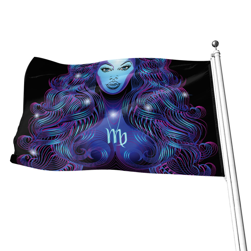 Dark Virgo Zodiac Sign Print Flag
