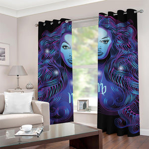 Dark Virgo Zodiac Sign Print Grommet Curtains