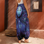 Dark Virgo Zodiac Sign Print Harem Pants