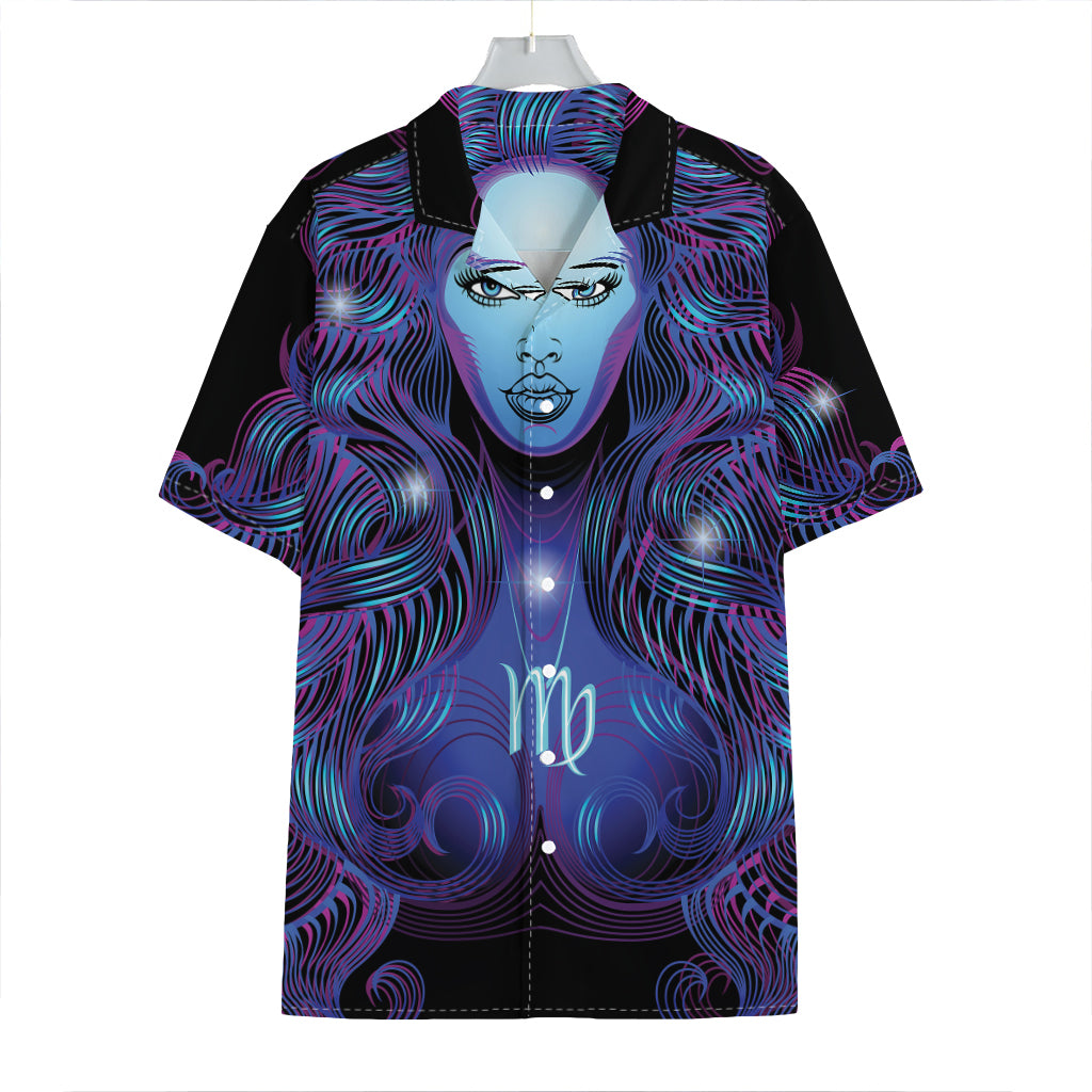 Dark Virgo Zodiac Sign Print Hawaiian Shirt