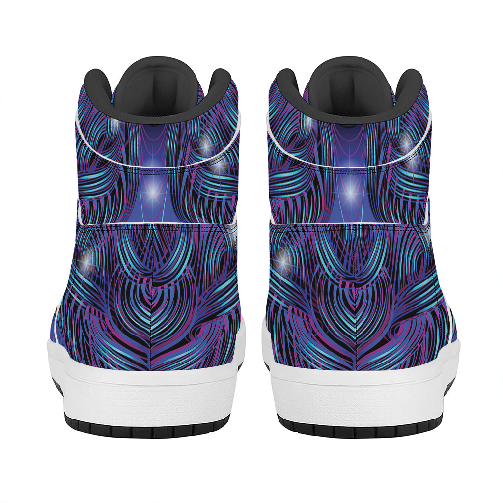 Dark Virgo Zodiac Sign Print High Top Leather Sneakers
