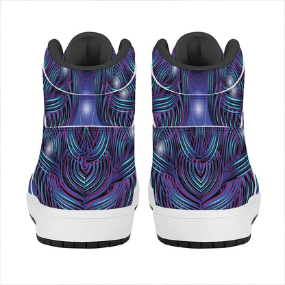 Dark Virgo Zodiac Sign Print High Top Leather Sneakers
