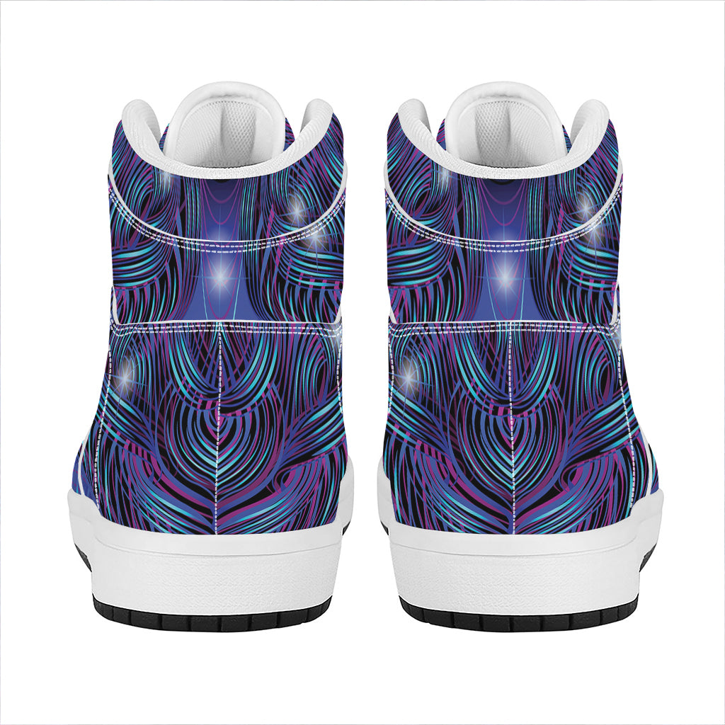 Dark Virgo Zodiac Sign Print High Top Leather Sneakers