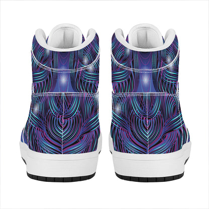 Dark Virgo Zodiac Sign Print High Top Leather Sneakers