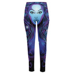 Dark Virgo Zodiac Sign Print High-Waisted Pocket Leggings