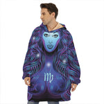 Dark Virgo Zodiac Sign Print Hoodie Blanket